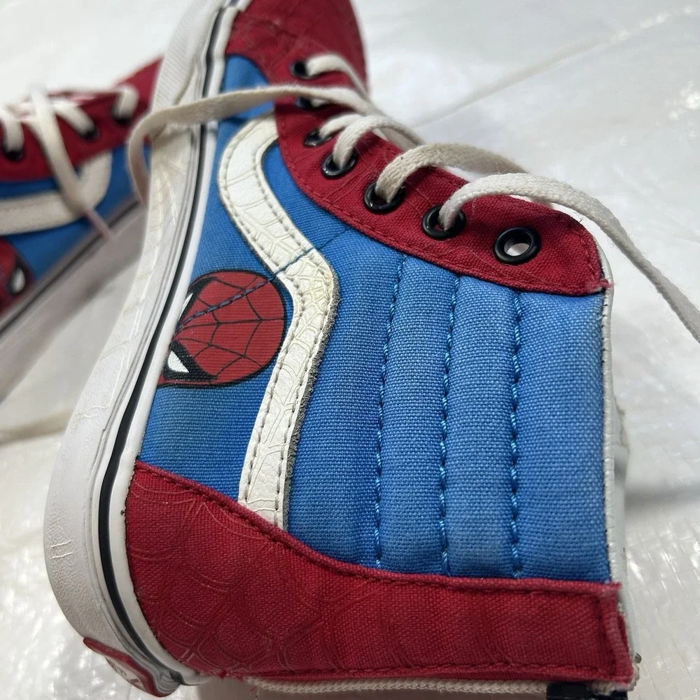 Vans x Marvel Spider-Man Sk8-Hi Zip High Top Sneakers - Kids Size 2.0 (Red/Blue)